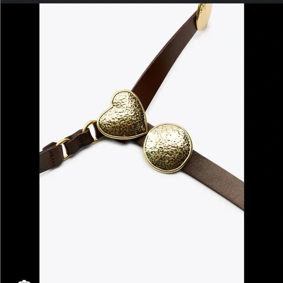 ZARA ZARA Leather Belt with Gold Metal Details